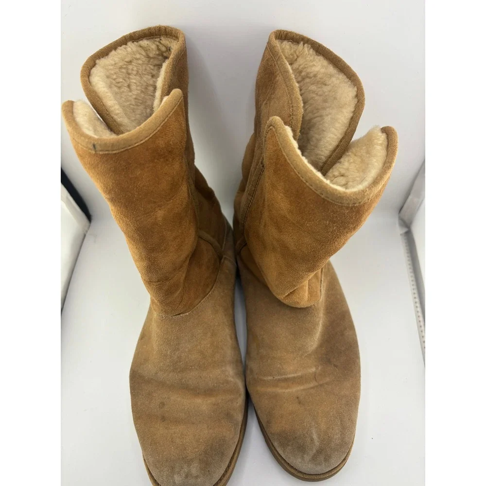 UGG Australia Womens Classic Mid Calf Suede Shearling Boots Chestnut Tan Size 8
